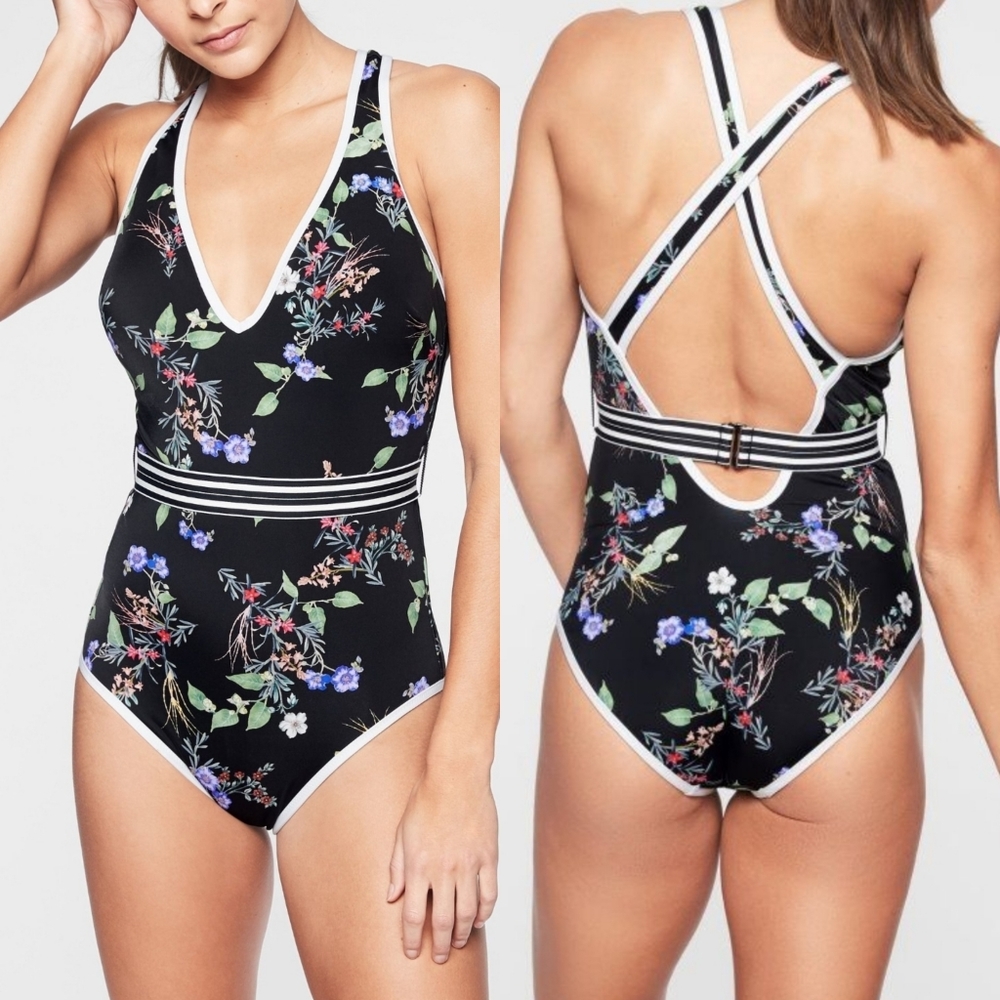 Athleta Gold Coast Belted One Piece Bathing Suit